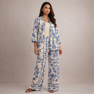 Women's blue gabby back view — versatile — Gabby Azulejo Relaxed 2-Piece Set — Sonverdano