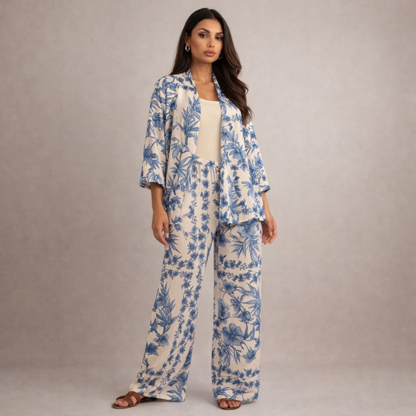 Women's blue gabby back view — versatile — Gabby Azulejo Relaxed 2-Piece Set — Sonverdano