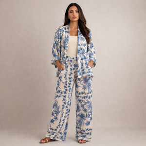 Women's blue gabby front view — versatile — Gabby Azulejo Relaxed 2-Piece Set — Sonverdano