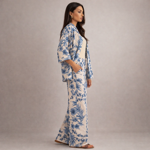Women's blue gabby side view — versatile — Gabby Azulejo Relaxed 2-Piece Set — Sonverdano