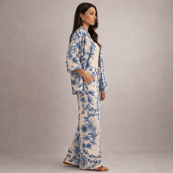 Women's blue gabby side view — versatile — Gabby Azulejo Relaxed 2-Piece Set — Sonverdano
