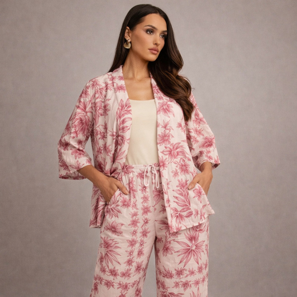 Women's red gabby close-up — versatile — Gabby Azulejo Relaxed 2-Piece Set — Sonverdano