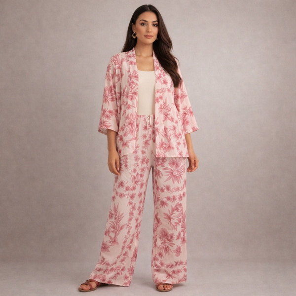 Women's red gabby alternate angle — versatile — Gabby Azulejo Relaxed 2-Piece Set — Sonverdano