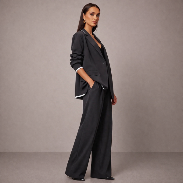 Women's gray sky side view — versatile — Sky Line 2-Piece Suit for every occasion — Sonverdano