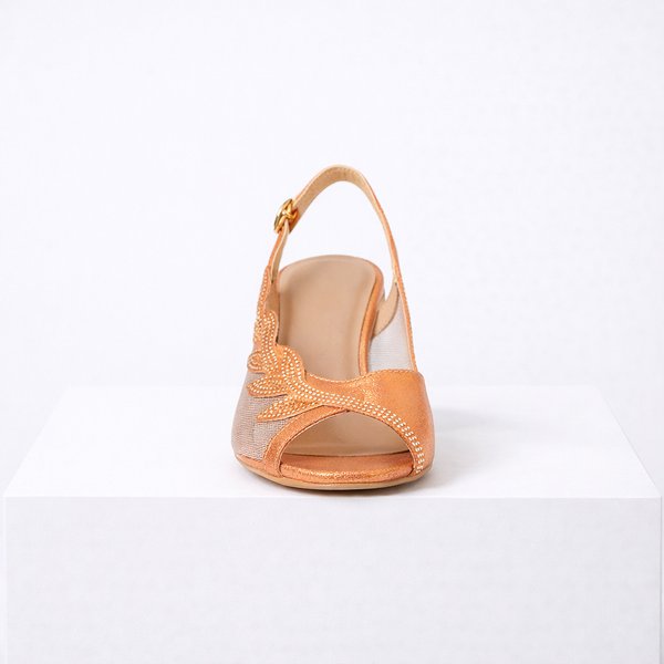 Women's orange heels color detail — elegant — Lily Grace Slingback Heels — Sonverdano