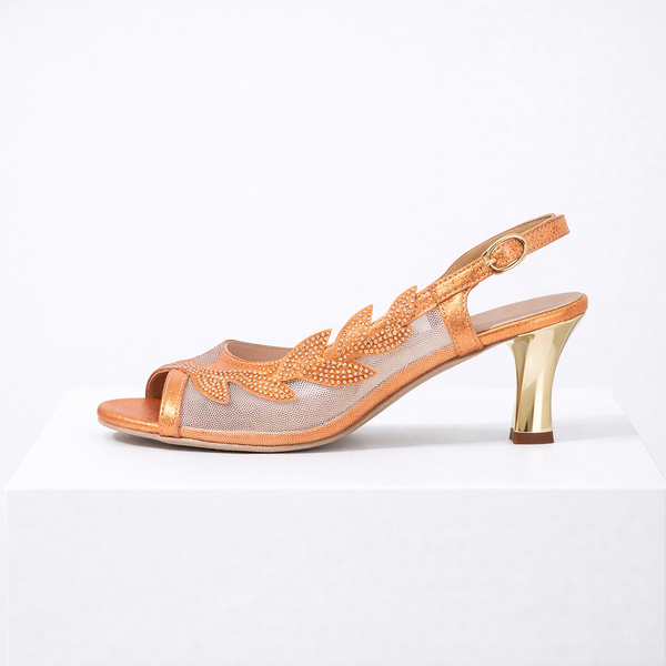 Women's orange heels styled look — elegant — Lily Grace Slingback Heels — Sonverdano