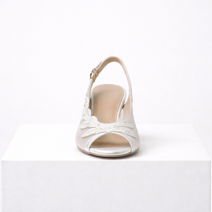 Women's silver heels back view — elegant — Lily Grace Slingback Heels — Sonverdano
