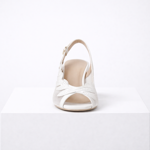 Women's white heels side view — elegant — Lily Grace Slingback Heels — Sonverdano