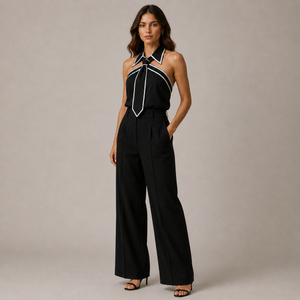 Women's black meryl color detail — versatile — Meryl Tie Shirt for every occasion — Sonverdano