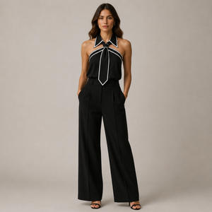 Women's black meryl styled look — versatile — Meryl Tie Shirt for every occasion — Sonverdano