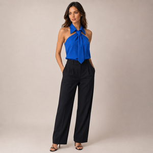 Women's blue meryl side view — versatile — Meryl Tie Shirt for every occasion — Sonverdano