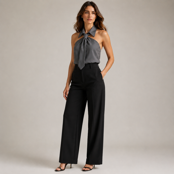 Women's gray meryl close-up — versatile — Meryl Tie Shirt for every occasion — Sonverdano