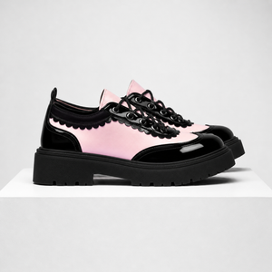 Women's pink lace shoes color detail — versatile — Beatrix Wingtip Oxford Shoes — Sonverdano