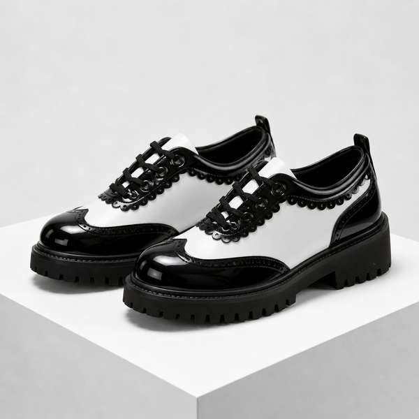Women's white lace shoes back view — versatile — Beatrix Wingtip Oxford Shoes — Sonverdano