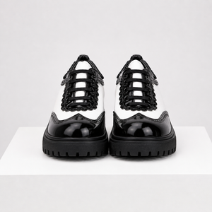 Women's white lace shoes detail view — versatile — Beatrix Wingtip Oxford Shoes — Sonverdano