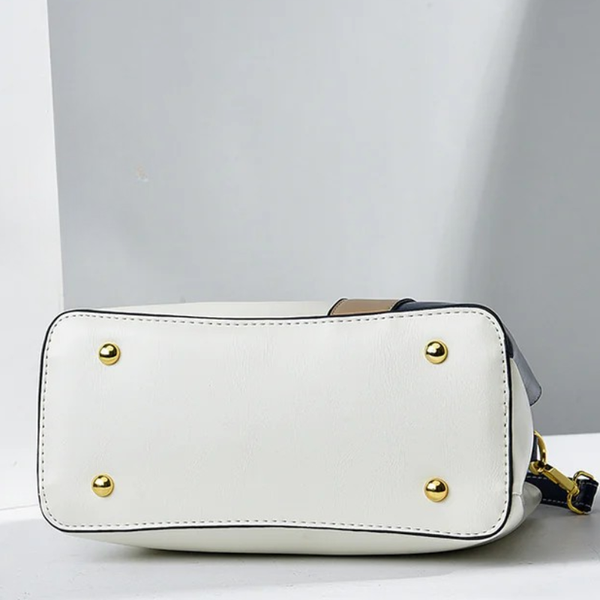 Women's black leather handbag side view — everyday — Janenovo Butterfly Handbag — Sonverdano