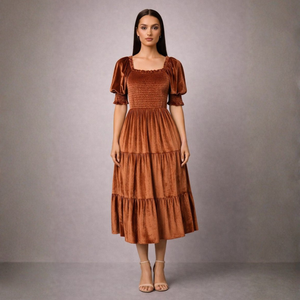 Women's Blue dress with velvet flat — special occasions