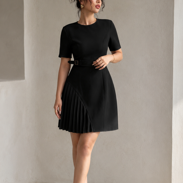 Women's dress side view — chic — Merelin Pleated Dress for every occasion — Sonverdano