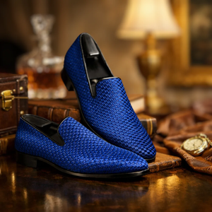 Men's velvet shoes back view — versatile — Benedict Velvet Flat Shoes — Sonverdano