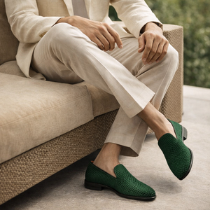 Men's velvet shoes side view — versatile — Benedict Velvet Flat Shoes — Sonverdano