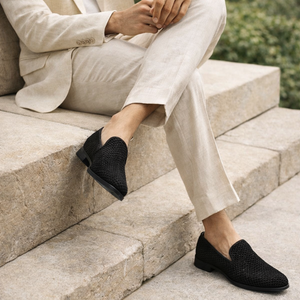 Men's velvet shoes color detail — versatile — Benedict Velvet Flat Shoes — Sonverdano