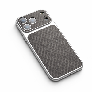 Unisex gray geometric phone case back view 3 — protective — Carbon MagSafe iPhone Case — Sonverdano
