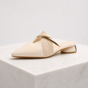 Women's white leather sandals back view — versatile — Evelyn Pointed Toe Mules — Sonverdano