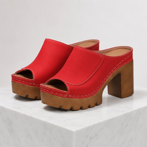 Women's red heels alternate angle — elegant — Ambre Heeled Sandals for every occasion — Sonverdano