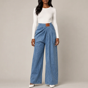 Women's denim jeans front view — casual — Madison Wide Jeans for every occasion — Sonverdano