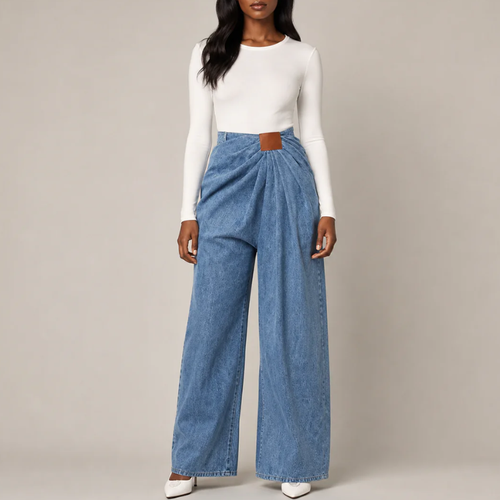 Women's denim jeans front view — casual — Madison Wide Jeans for every occasion — Sonverdano