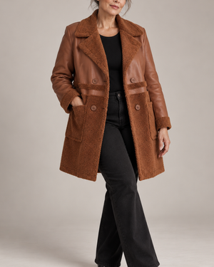 Women's jacket front view — outerwear — Shanna Sherpa Coat for every occasion — Sonverdano
