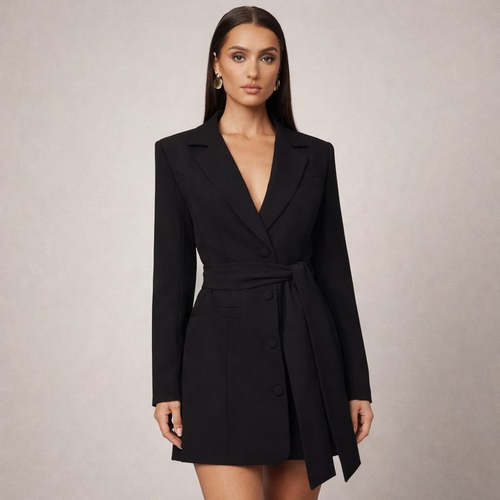 Women's black cornelia blazer dress — office wear