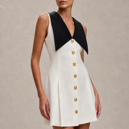 Women's white dress front view — chic — Pixie Mini Dress for every occasion — Sonverdano