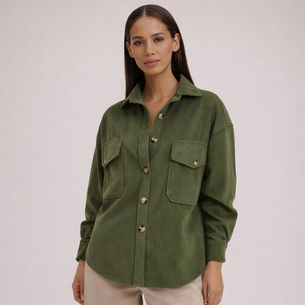 Women's green sadie corduroy shirt — casual wear