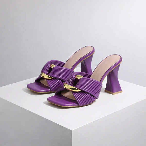 Women's sandals front view — versatile — PR-0617 - Women High Heel Sandals Chunky Heel Summer Slippers — Sonverdano