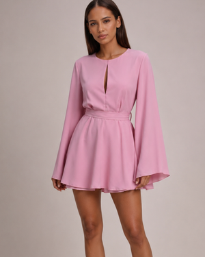 Women's pink dress alternate angle — summer — Kamilla Backless Mini Dress — Sonverdano