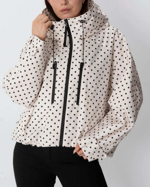 Women's white jacket front view — outerwear — Margot Cropped Hooded Rain Jacket — Sonverdano
