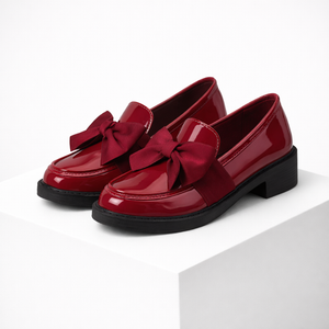 Women's red loafers side view — versatile — Phoebe Bow Loafers for every occasion — Sonverdano