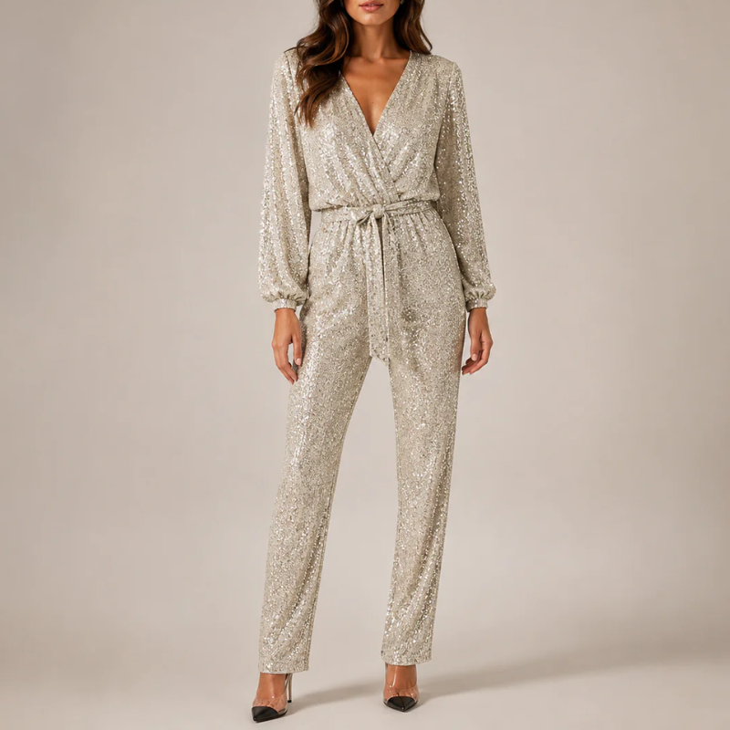 Women's dress front view — chic — Julie Sequin Jumpsuit for every occasion — Sonverdano