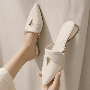 Women's leather sandals front view — versatile — Evelyn Pointed Toe Mules — Sonverdano