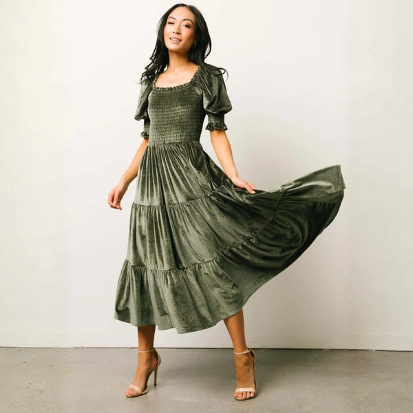 Women's Blue dress with velvet flat — special occasions