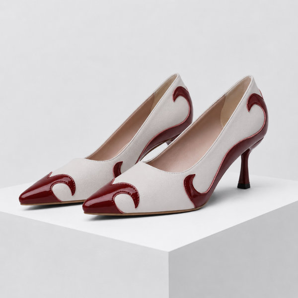 Women's red shoes alternate angle — versatile — Adelaide Pointed Toe Pumps — Sonverdano
