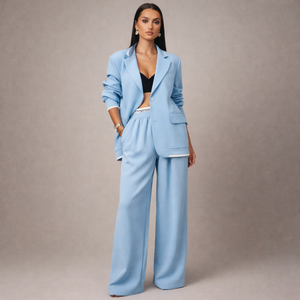 Women's blue sky front view — versatile — Sky Line 2-Piece Suit for every occasion — Sonverdano