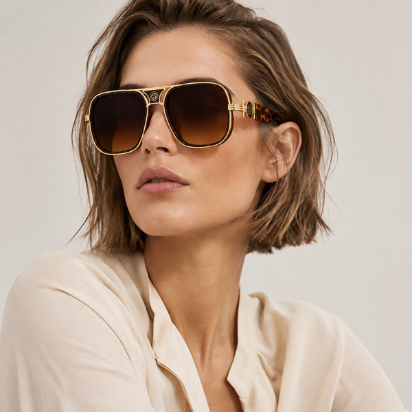 Women's floral sunglasses side view — statement — Deidra Aviator Sunglasses — Sonverdano