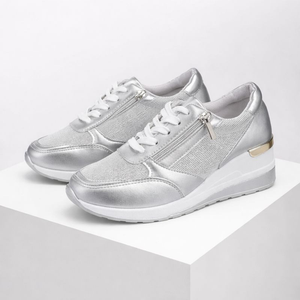 Women's silver bailey wedge heel sneakers — footwear