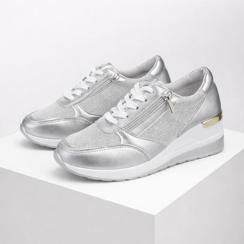 Women's silver bailey wedge heel sneakers — footwear