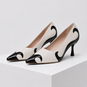 Women's black shoes detail view — versatile — Adelaide Pointed Toe Pumps — Sonverdano