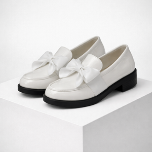 Women's white loafers color detail — versatile — Phoebe Bow Loafers — Sonverdano