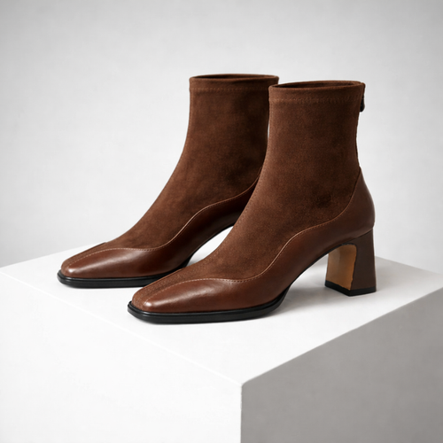 Women's brown taylor square toe ankle boots — footwear