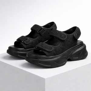 Women's black sandals styled look — summer for every occasion — Lizzie Chunky Sandals — Sonverdano